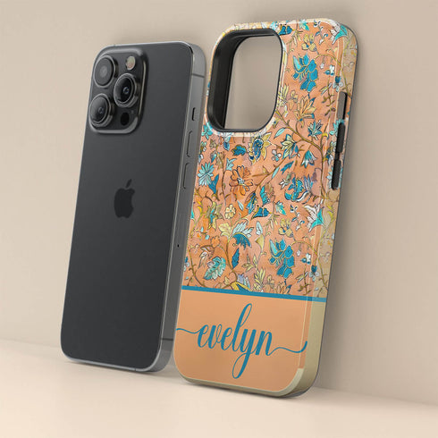 Custom Name Botanical Oriental Flowers iPhone Case